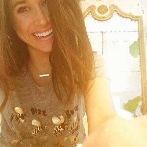 J. Crew Gray Short Sleeve Tee with Gold Bee Print ASO Meghan Markle